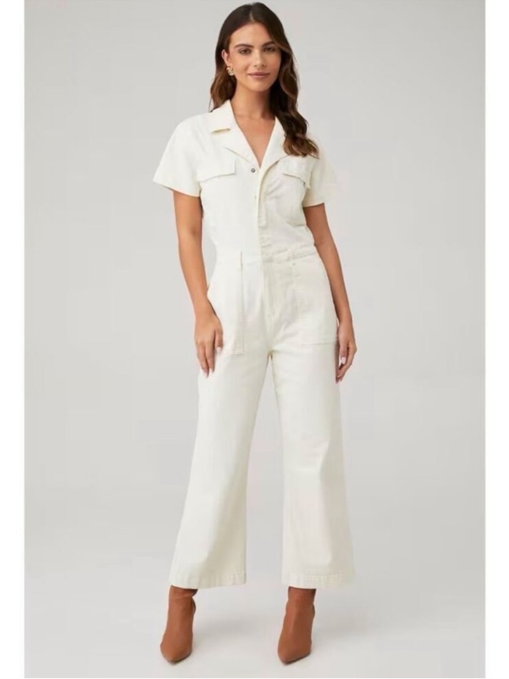 Pistola Cream Ivory Short-Sleeve Jumpsuit M